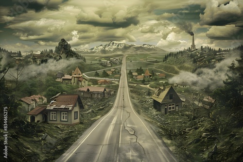 Disaster recovery roadmap landscape with vintage style © FusionArt Co