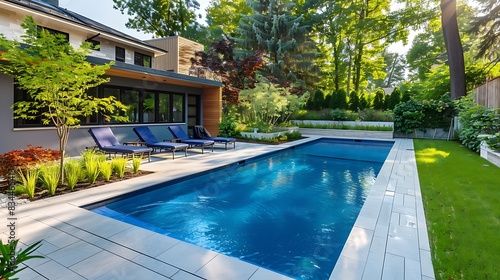 Modern backyard with swimming pool