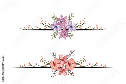 The Blooms  Greenery Floral Foliage Ornament Corner Text Separator adds elegant  framing text in invitations  cards