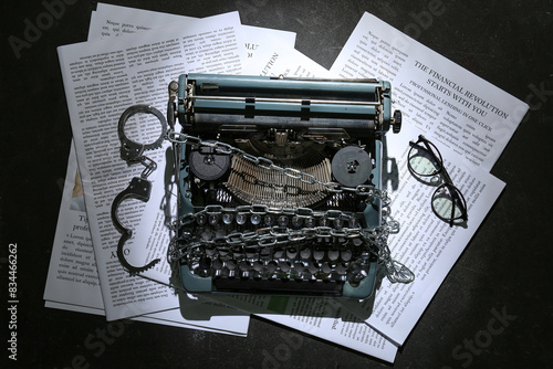 Vintage typewriter with cha...