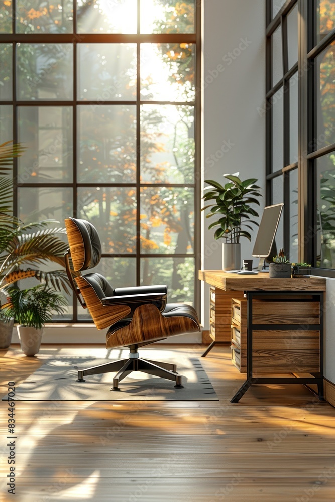 Elegant and Comfortable Ergonomic Chair in Contemporary Home Workspace Elegant and Comfortable Ergonomic Chair in Contemporary Home Workspace