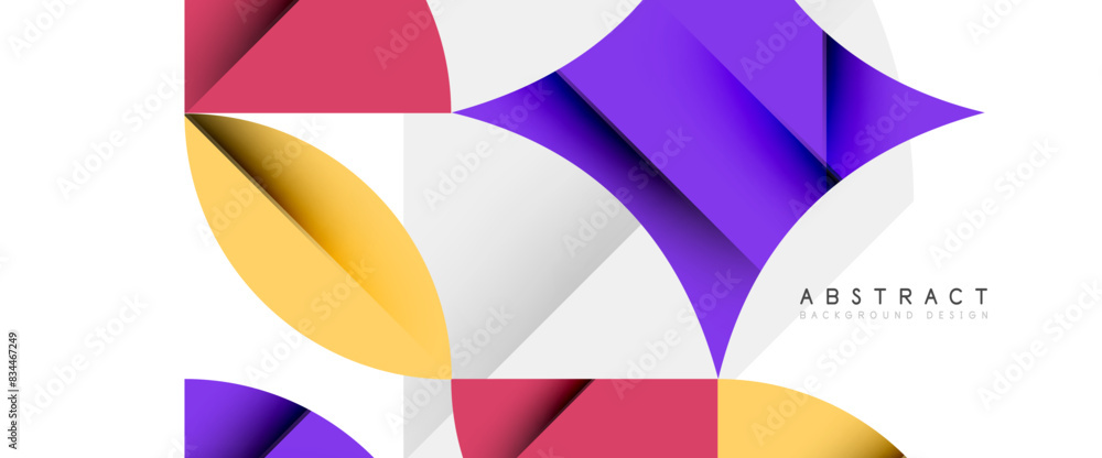 Minimal geometric elements on white. Petals, round triangles, star Minimal geometric elements on white. Petals, round triangles, star