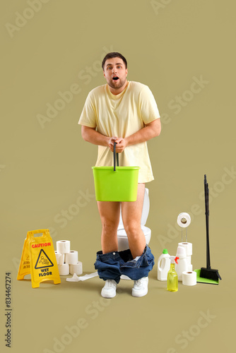 Shocked young man with buck...