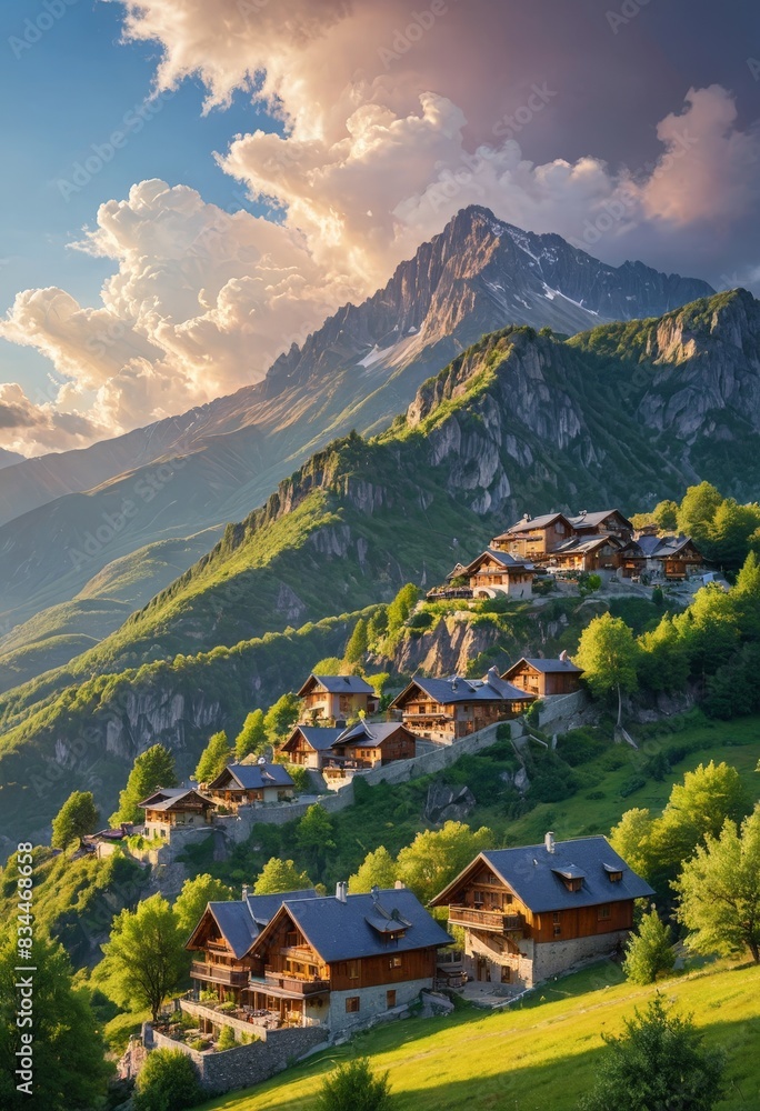 custom made wallpaper toronto digitalIdyllic Mountain Village at Sunset