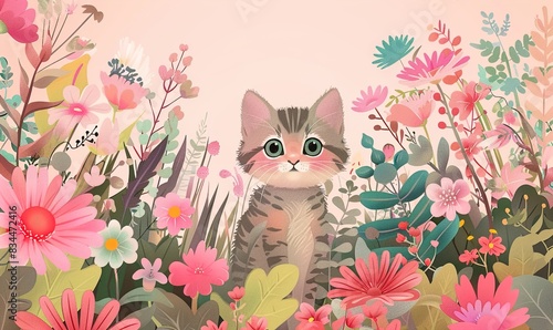 background wallpaper of cat looking at the camera with gratitude affection and adoption ai generated