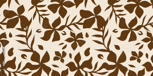 Seamless floral vector laconic black and white handmade ink drawing for fabric design, decor, ceramics, greeting cards, flowers, texture print