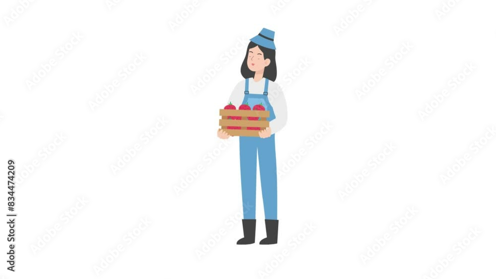 Female farmer holding basket Female farmer holding basket