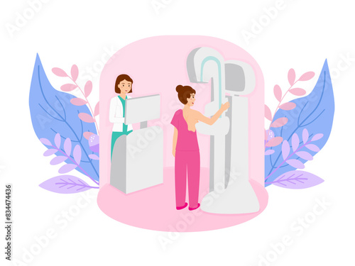 Woman take mammogram