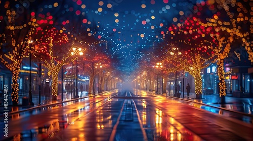 A cheerful scene featuring twinkling lights and streamers. - Event decoration background