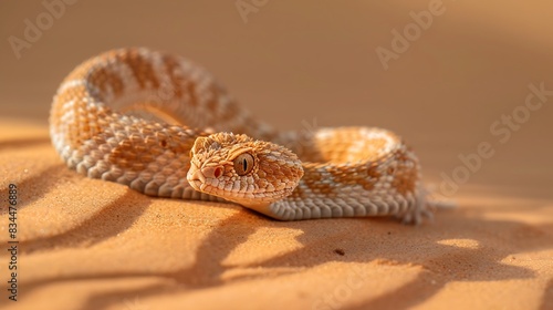 Peringuey adder sidewinds across desert sand photo