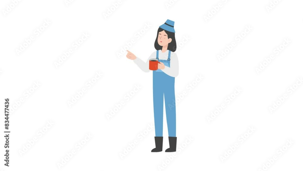 Female farmer holding cup Female farmer holding cup