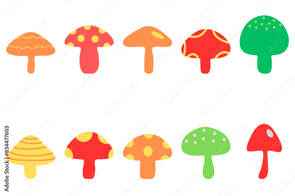 Decorative mushroom illustration design set