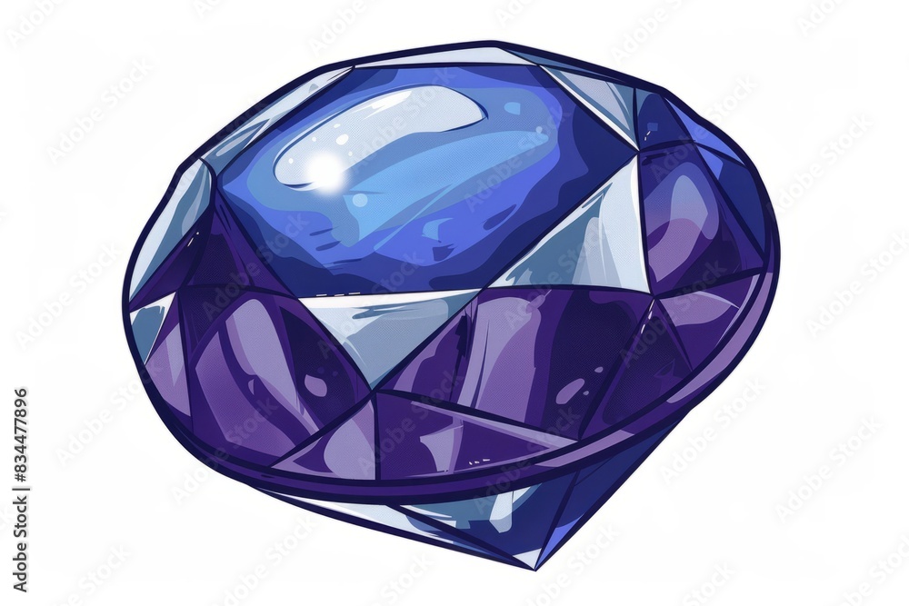 Cartoon cute doodles of a dazzling sapphire with a deep blue hue, Generative AI Cartoon cute doodles of a dazzling sapphire with a deep blue hue, Generative AI