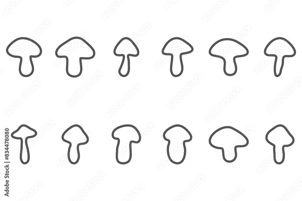 Outline mushroom illustration design set Outline mushroom illustration design set