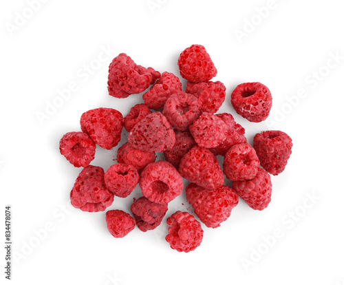 Dried raspberry on white background