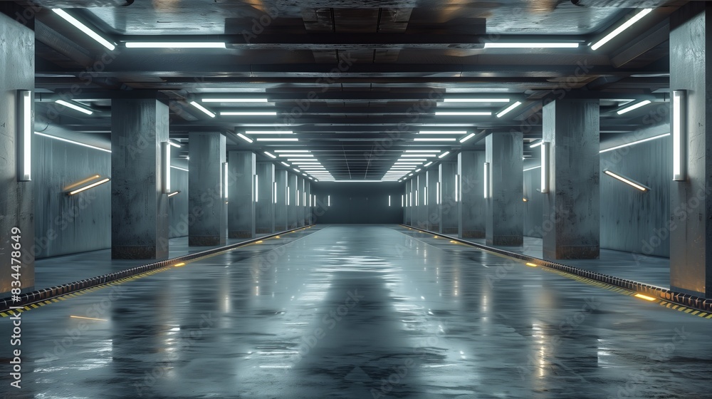 Dark Concrete Led White Lights Underground Tunnel Corridor Dark Concrete Led White Lights Underground Tunnel Corridor