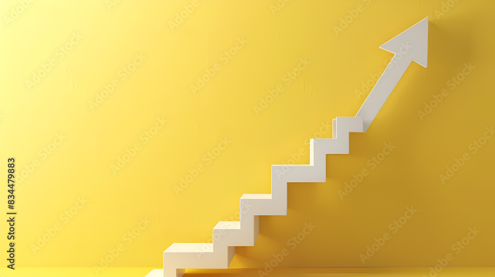 Fototapeta premium 3d vector room with stairs yellow ,generative ai