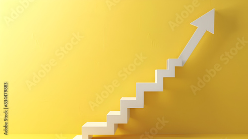 3d vector room with stairs yellow  generative ai