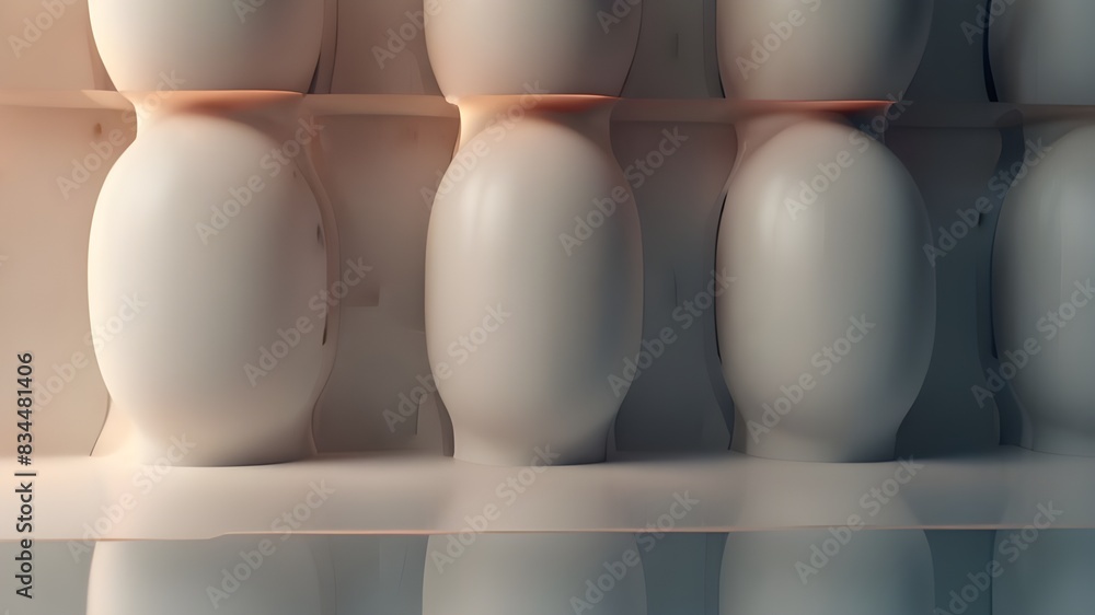 Abstract rounded lines on a light background, 3d render Generative AI Abstract rounded lines on a light background, 3d render Generative AI