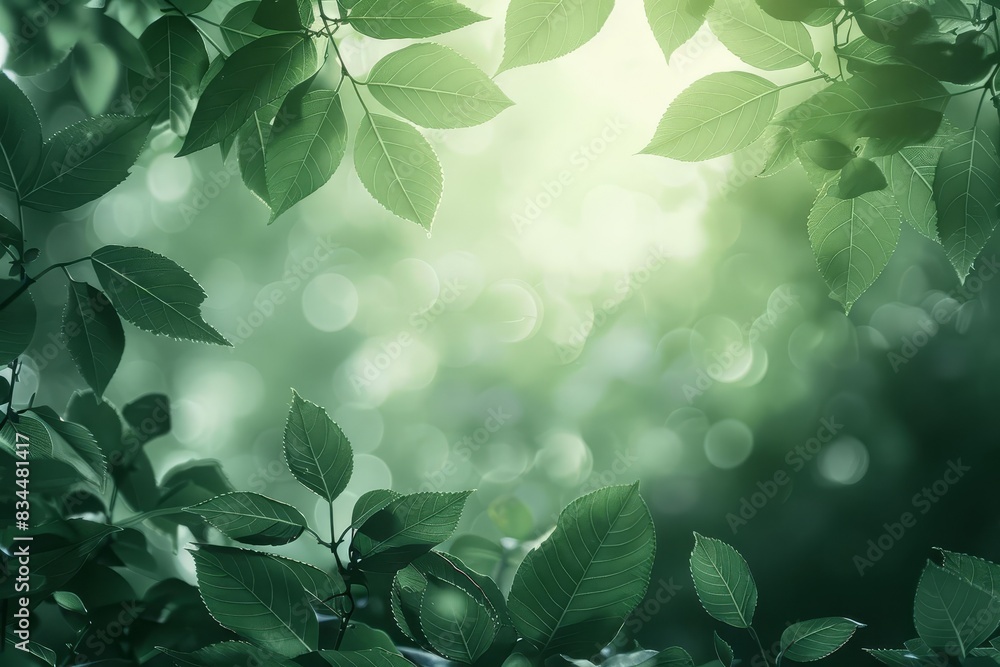 Serene green leaves with sunlit bokeh background, creating a peaceful and airy natural ambiance perfect for various projects. Serene green leaves with sunlit bokeh background, creating a peaceful and airy natural ambiance perfect for various projects.