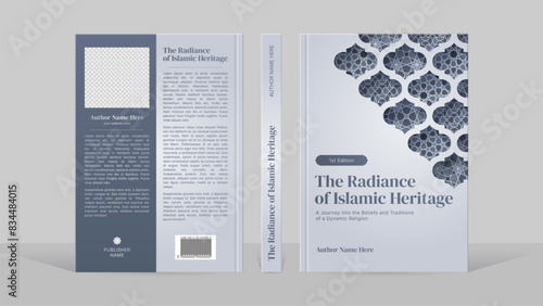 Islamic Arabic Style Book Cover Template Design with Arabesque Moroccan Pattern	