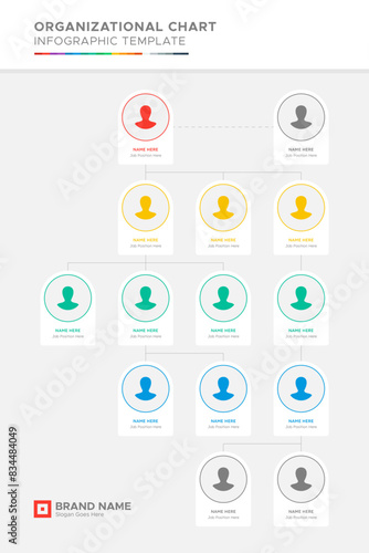 Organizational Chart, Tree Diagram, Dendrogram Business Infographic Template Design	
 photo