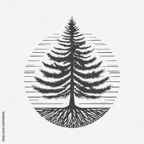 Print Majestic Larch Tree Silhouette, A Serene Nature's Masterpiece