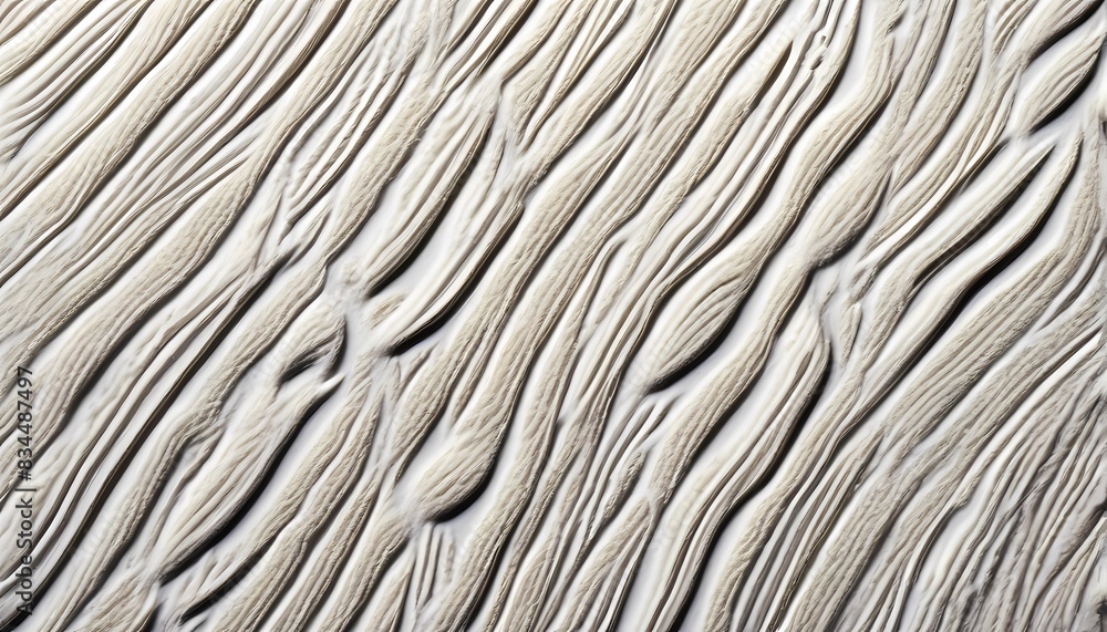 Top view of white fine sand grains forming intricate patterns of lines contrasting shadows, AI Generated Top view of white fine sand grains forming intricate patterns of lines contrasting shadows, AI Generated