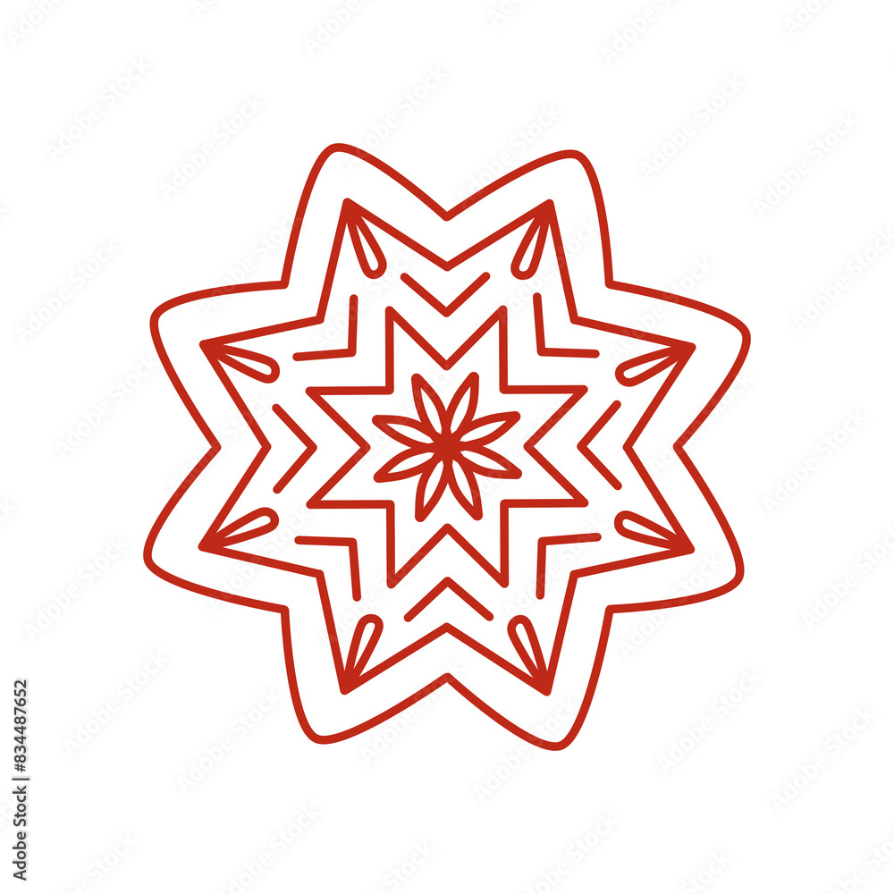 Doodle decoration mandala inspired by flower and star that can be used for sticker, book, scrapbook, icon, decorative, e.t.c with red color Doodle decoration mandala inspired by flower and star that can be used for sticker, book, scrapbook, icon, decorative, e.t.c with red color