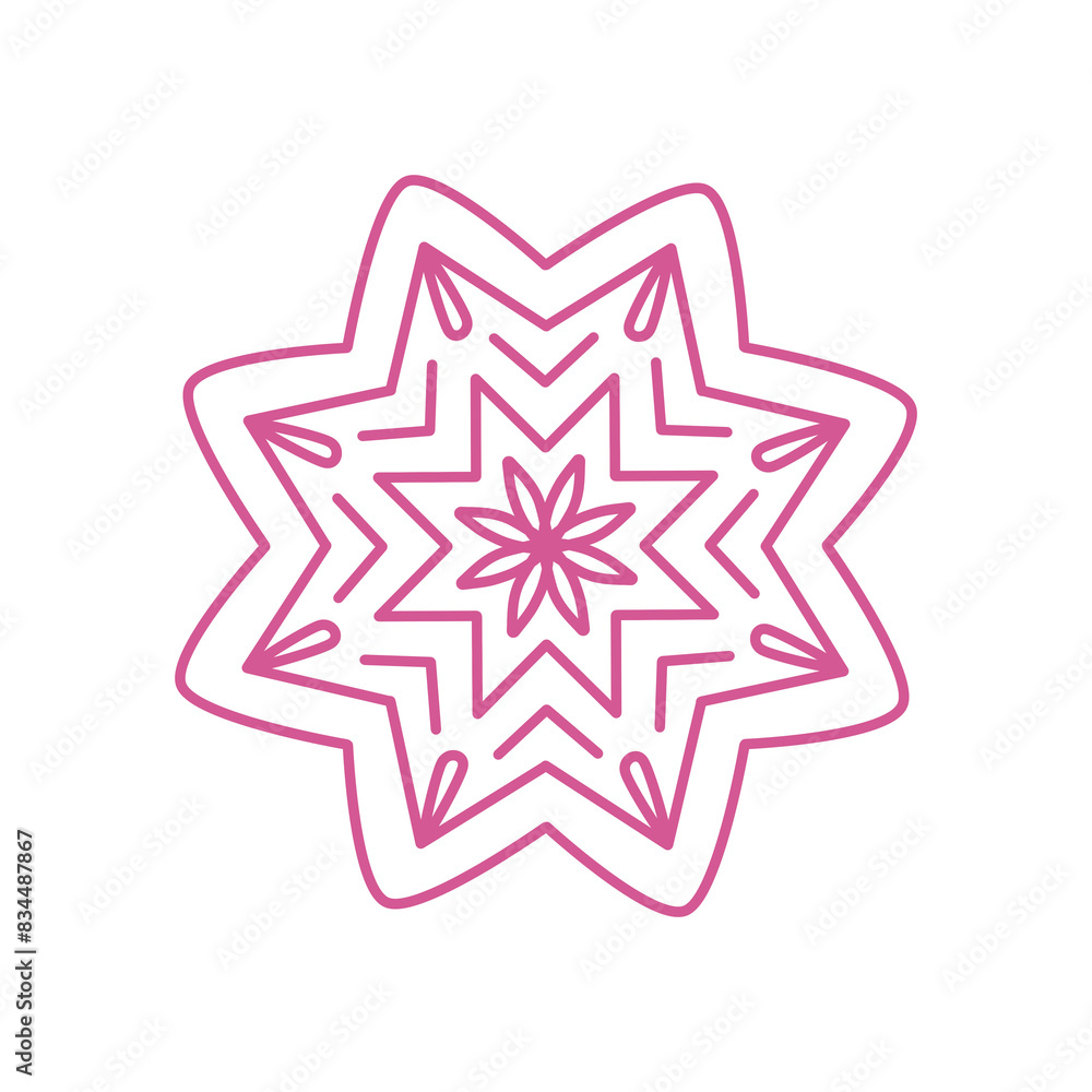 Doodle decoration mandala inspired by flower and star that can be used for sticker, book, scrapbook, icon, decorative, e.t.c with pink color Doodle decoration mandala inspired by flower and star that can be used for sticker, book, scrapbook, icon, decorative, e.t.c with pink color