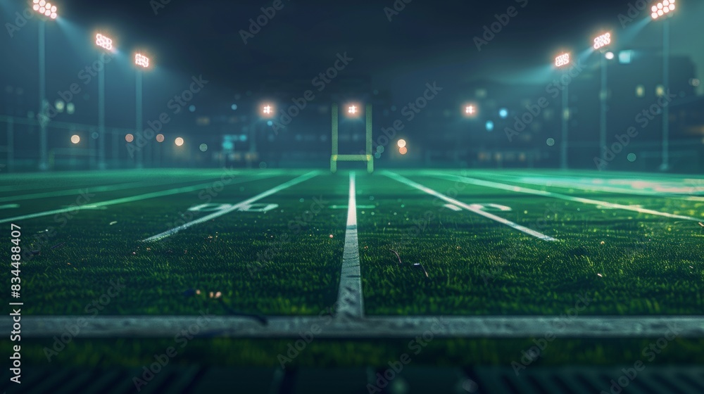 Football field, view from the height of the grass itself. Football field, view from the height of the grass itself.