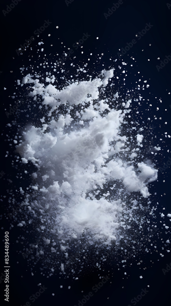Obraz premium Floating snow particles on dark blue background