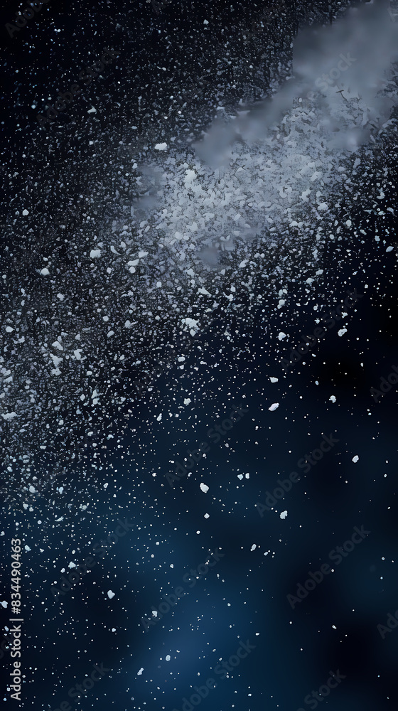 Obraz premium Floating snow particles on dark blue background