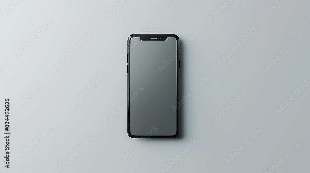 Minimalistic product mockup of a sleek smartphone with a clean design, centered on a white background Minimalistic product mockup of a sleek smartphone with a clean design, centered on a white background