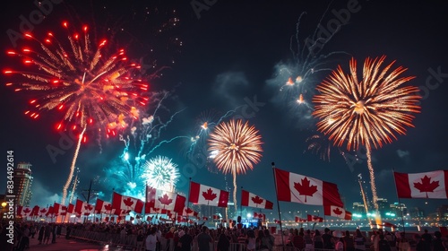 People watch the fireworks on Canada's Independence Day. Happy Canada Day photo