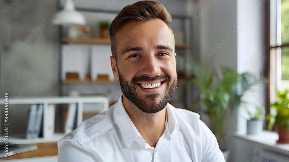Confident and Successful Business Professional Smiling in Office Workspace Confident and Successful Business Professional Smiling in Office Workspace