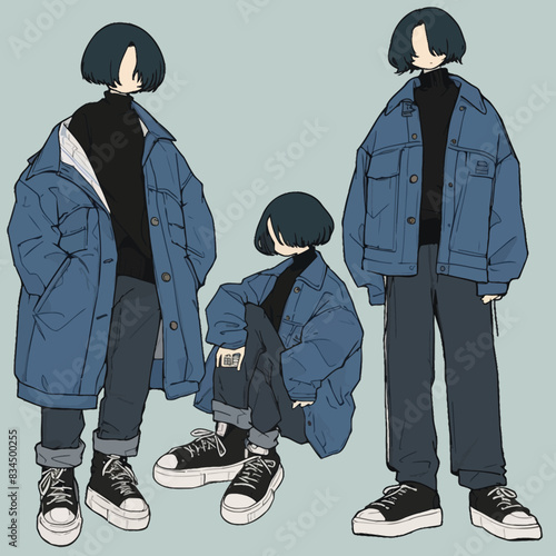 Girl With Straight Bob Hair Character