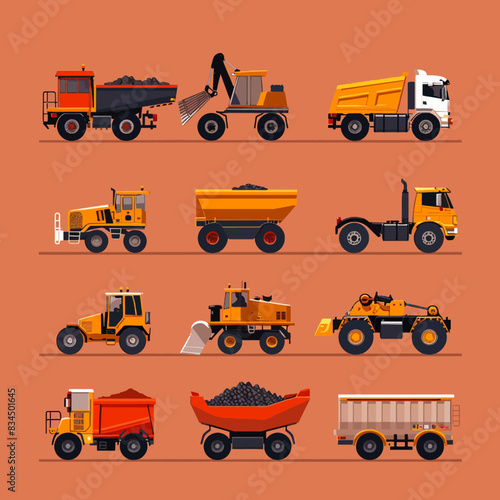 set of construction transport cartoon