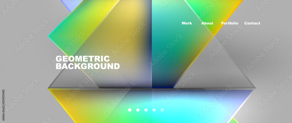 Metal triangles with colorful bright triangles. Geometric modern minimalist design template Metal triangles with colorful bright triangles. Geometric modern minimalist design template