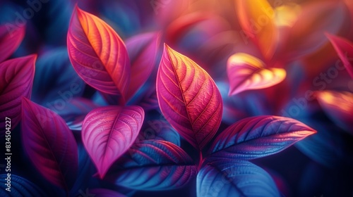 neon leaves and flowers