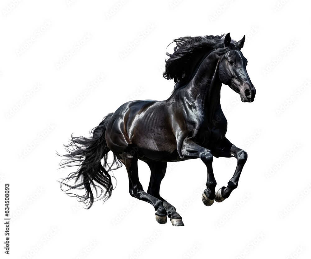 Black Horse Running Isolated on White Background - of a Black and White Horse Galloping Black Horse Running Isolated on White Background - of a Black and White Horse Galloping