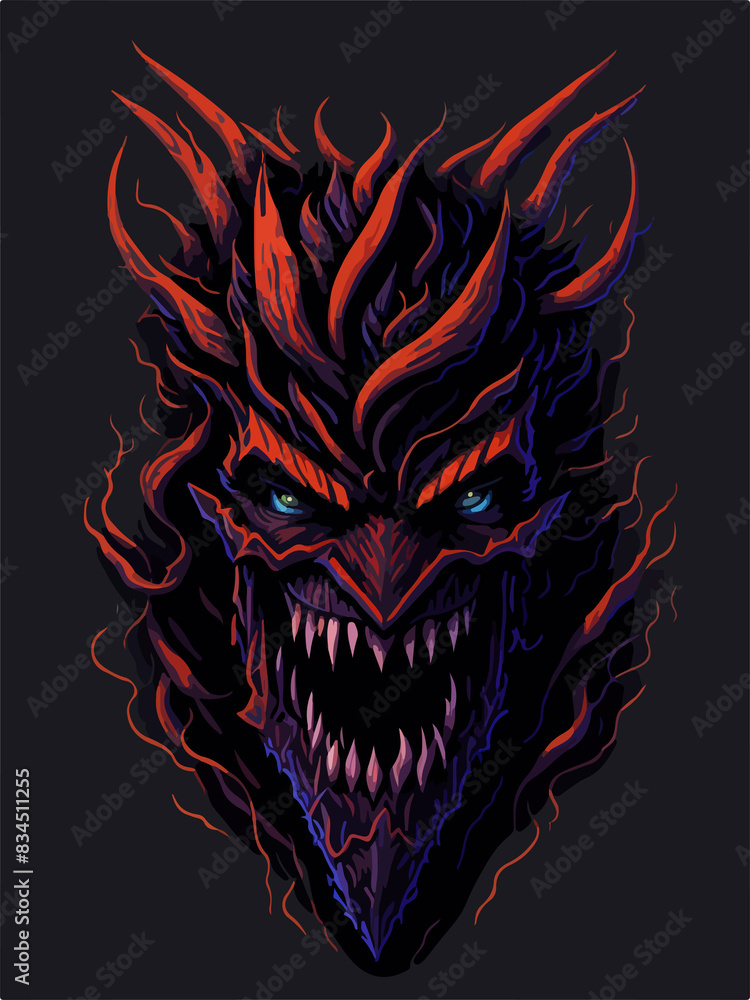 Fototapeta premium Sinister creature from the depths of hell on a relentless hunt.