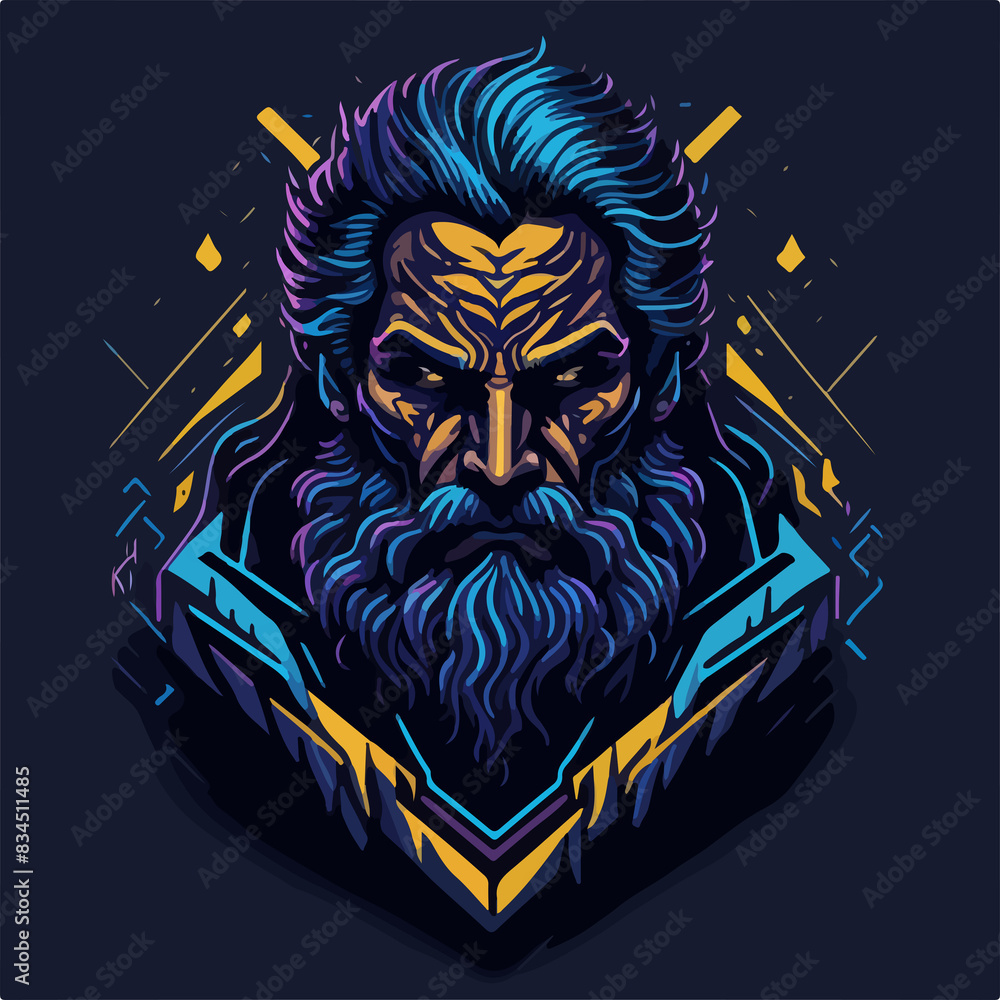 Fototapeta premium Zeus, radiant deity of Olympus, wielding lightning with power.