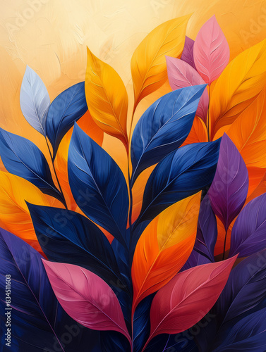 Wallpaper Mural Colorful artistic leaves illustration background Torontodigital.ca