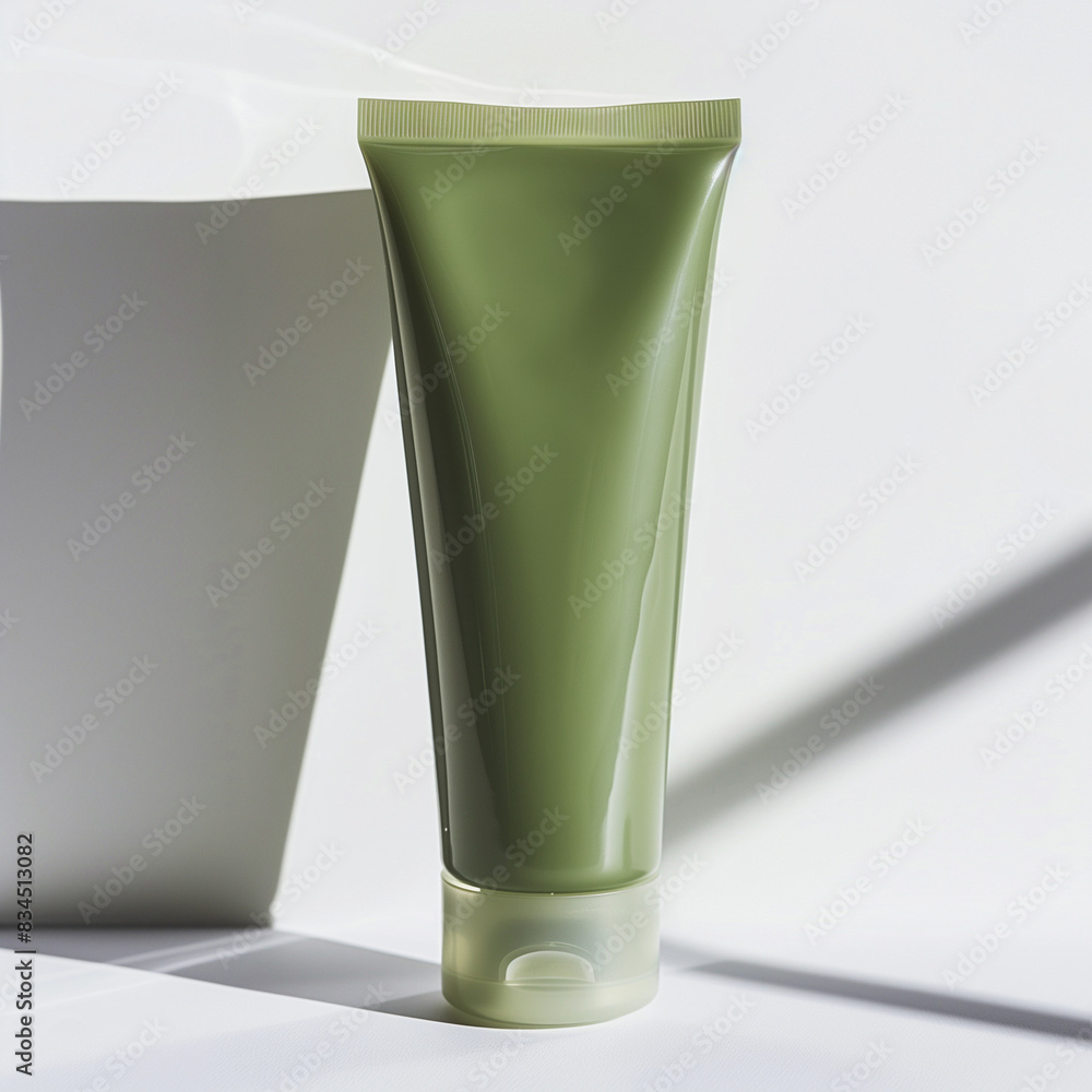 mock up green skin care tube product, white background, Ai Generated Images mock up green skin care tube product, white background, Ai Generated Images