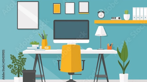 Wallpaper Mural Remote work setup with a home office designed with sustainable materials and energy-efficient equipment – green business model Torontodigital.ca