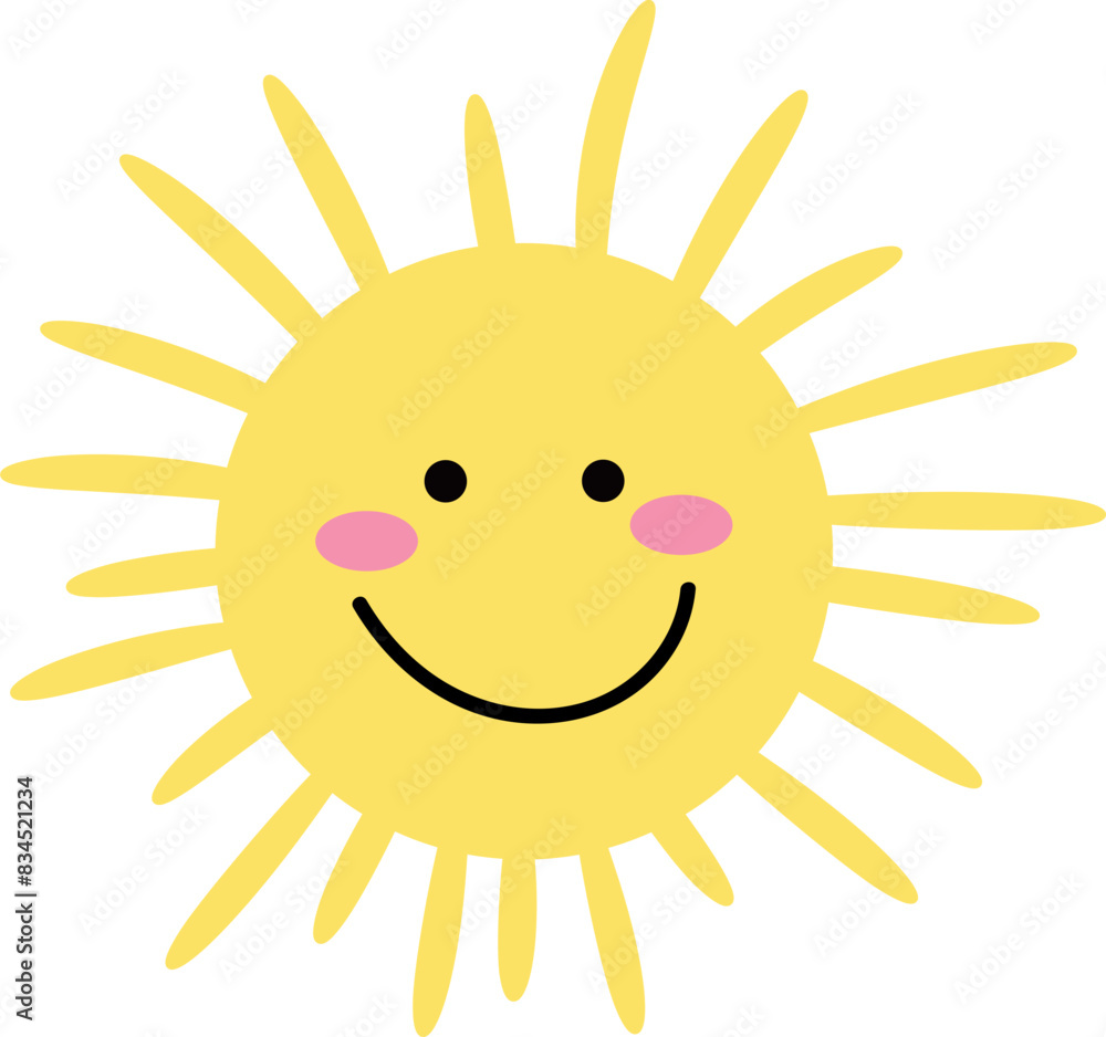 hand drawn funny cute sun icon