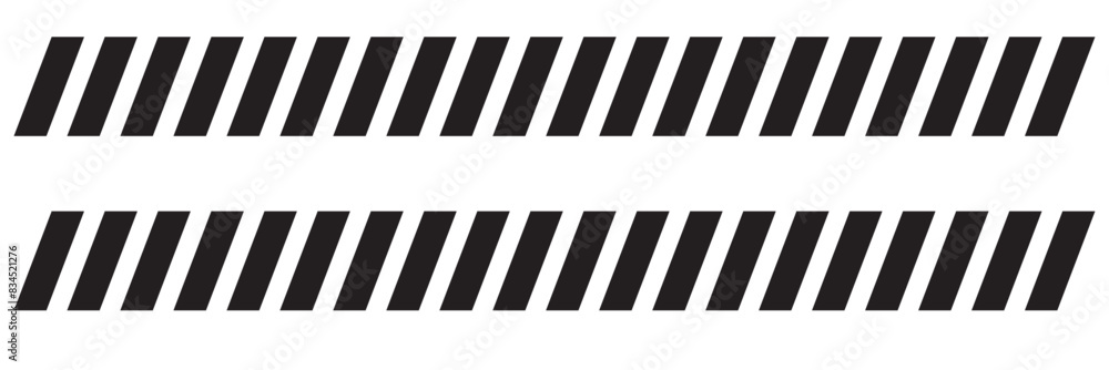 Slash line border. Diagonal parallel lines divider strip. Tilt strip geometric abstract border. Slash divider. Vector illustration isolated on white background. Slash line border. Diagonal parallel lines divider strip. Tilt strip geometric abstract border. Slash divider. Vector illustration isolated on white background.