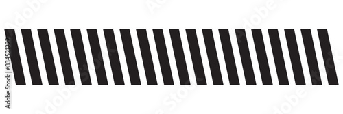 Slash line border. Diagonal parallel lines divider strip. Tilt strip geometric abstract border. Slash divider. Vector illustration isolated on white background.