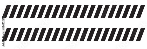 Slash line border. Diagonal parallel lines divider strip. Tilt strip geometric abstract border. Slash divider. Vector illustration isolated on white background.